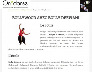 Article On y danse septembre 2014 Bollywood