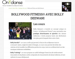 Article On y danse septembre 2014 Fitness Bollywood